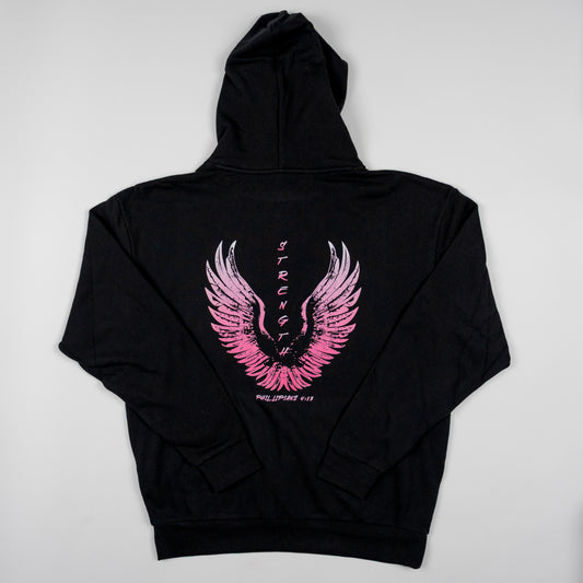 "Strength" Angel Wing Hoodie Pink