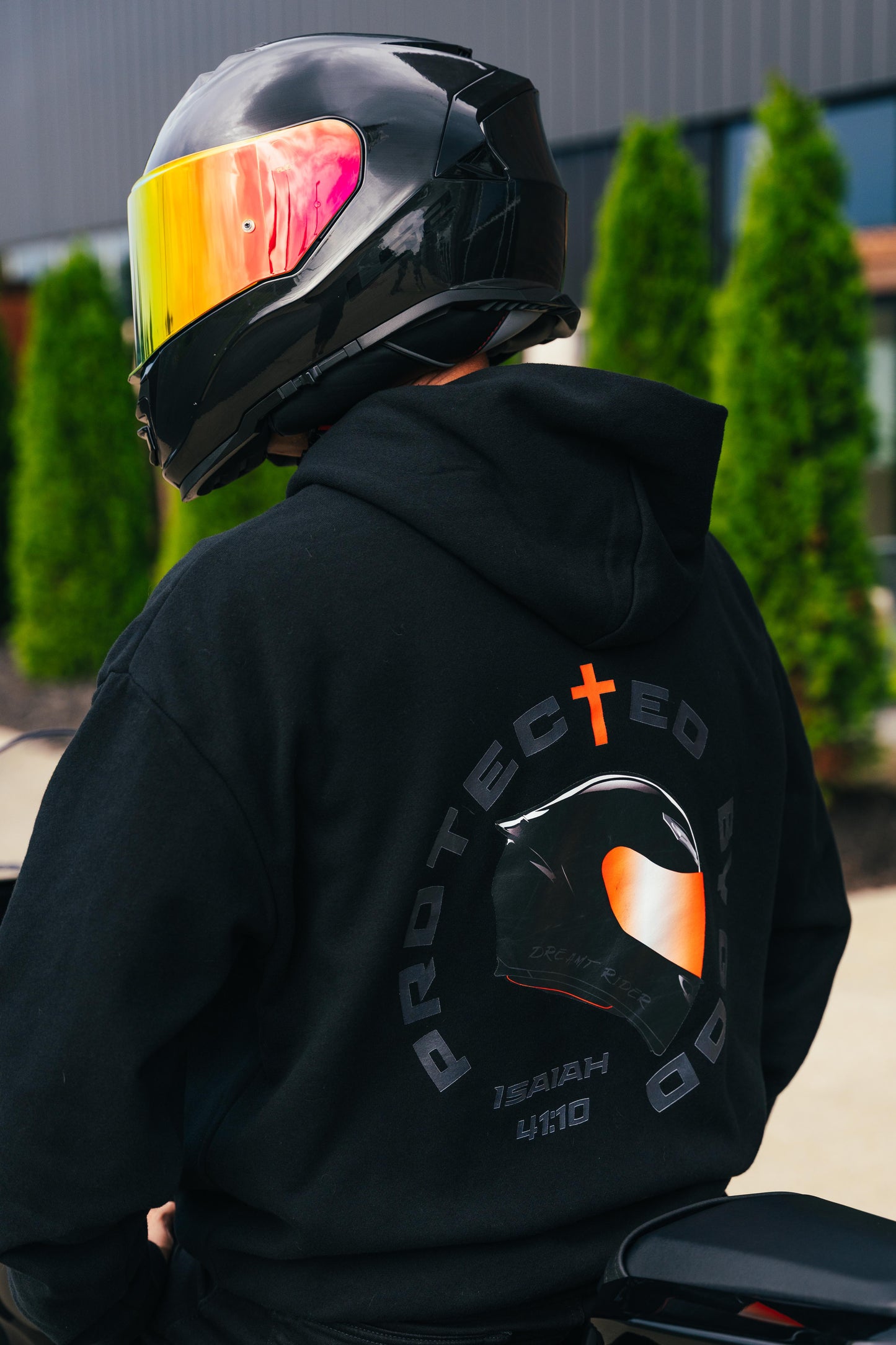 "Protected by God" Motorcycle Helmet Hoodie